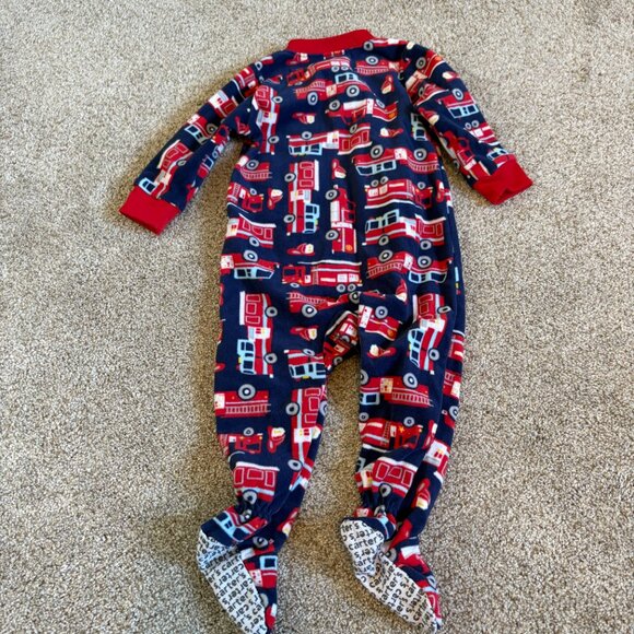 Carter’s 1-Piece Fleece Footie PJs Firefighter Size 12m baby blue red - Picture 8 of 8